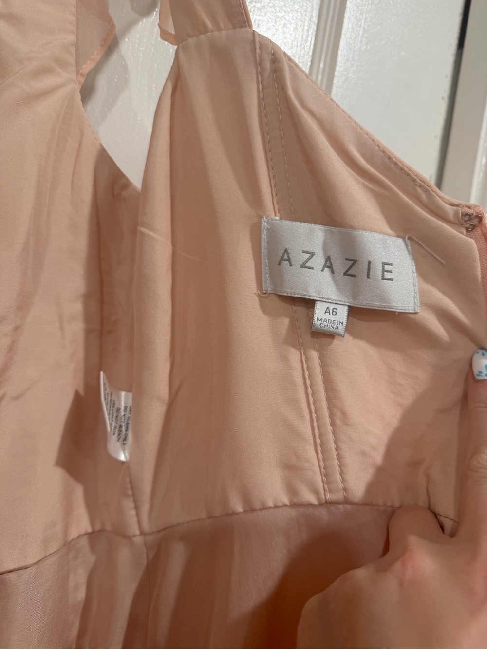 Azazie Blush Maxi Dress with Ruffle Straps - Picture 7 of 9
